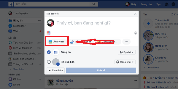 Đăng nhập tài khoản Facebook vào thiết bị đang dùng