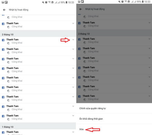 cach xoa bai viet tren facebook lite