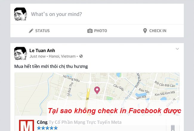 tai sao khong check in facebook duoc