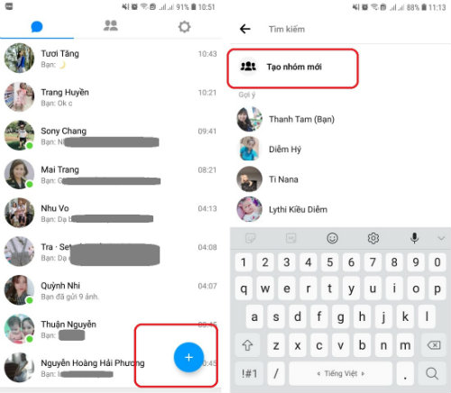 cach tao nhom chat tren messenger lite