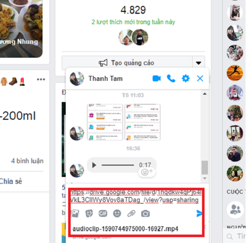 cach gui file ghi am qua messenger tren may tinh