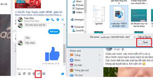 cach gui file ghi am qua messenger tren may tinh