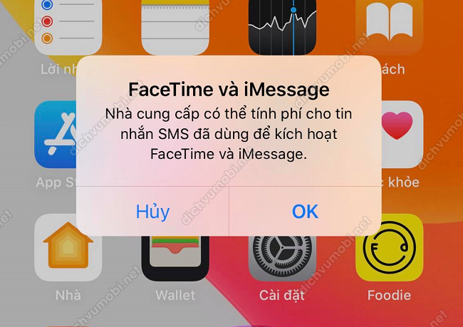 Nhà cung cấp có thể tính phí tin nhắn sms đã dùng để kích hoạt imessage là sao?