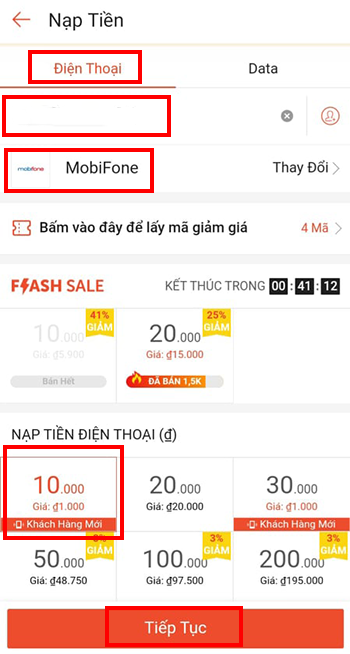 nap 1k vao sim mobifone