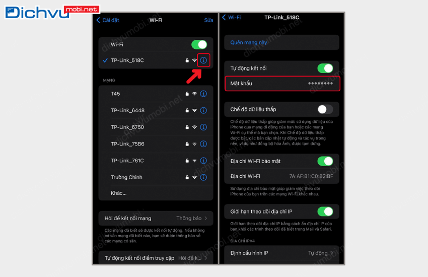 cach lay mat khau wifi tren iphone