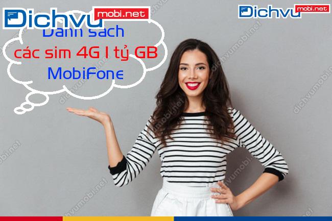 Sim 4G 1 ty GB MobiFone Các loại sim 4G MobiFone ưu đãi 1 tỷ GB