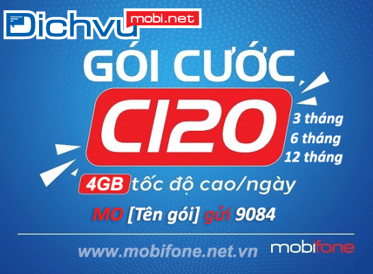 Cách đăng ký gói C120 của MobiFone 120GB, Free gọi cả tháng