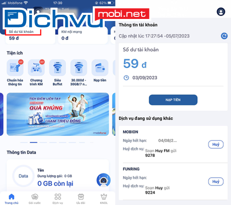 Cách kiểm tra tài khoản bằng tin nhắn MobiFone trả trước, trả sau
