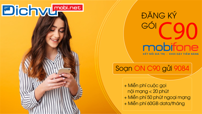 Đăng ký gói C90 MobiFone nhận 60GB và phút gọi cực khủng