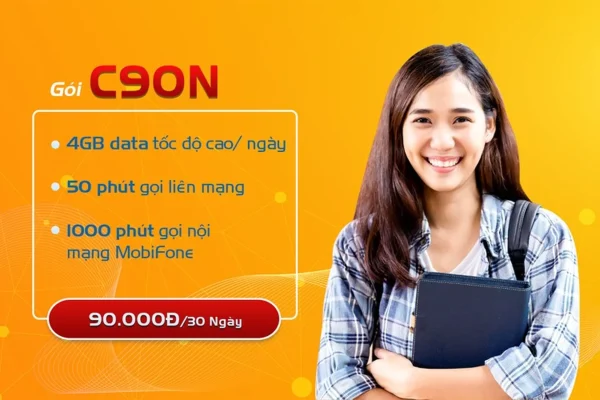 Cách đăng ký gói cước C90N của MobiFone nhận 120GB+1050 phút