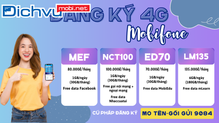Đăng ký gói 4G MobiFone 10k 1 ngày tốc độ cao lên tới 3GB
