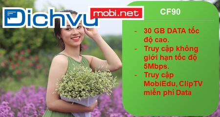 Gói CF90 MobiFone ưu đãi 50GB data tốc độ cao 90K 1 tháng