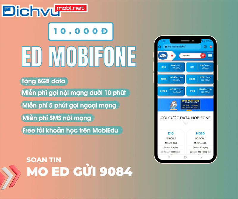 Gói cước ED MobiFone ưu đãi 8GB, miễn phí gọi chỉ 10K/ngày